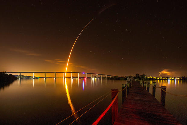 The SpaceX Falcon 9 rocket takes off to get to the ISS from the Kennedy Space Center 