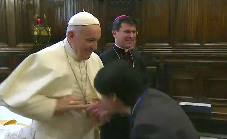 Pope Francis lets people kiss his papal ring after video showed him