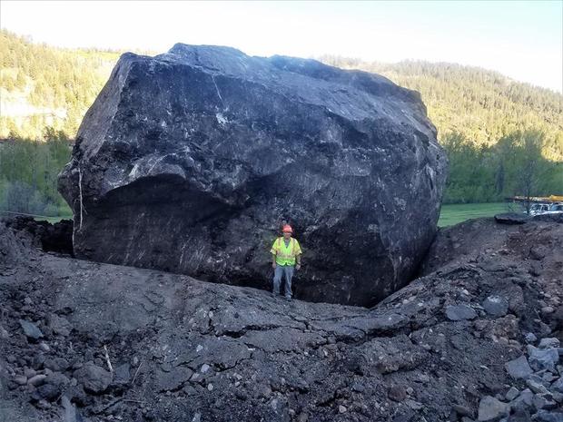 Crews blast apart massive boulder that closed Colorado highway