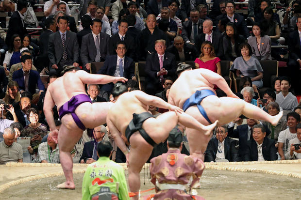 Trump awards "President's Cup" at prestigious sumo tournament in Japan today - CBS News