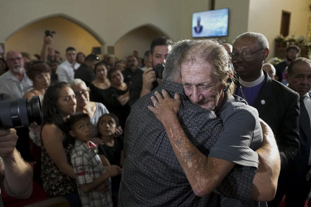 Hundreds of people join the man from El Paso at the funeral of a woman killed during a mass shot 