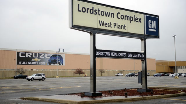A view of the entrance to the West Plant of the General Motors Lordstown Complex assembly plant in Warren 