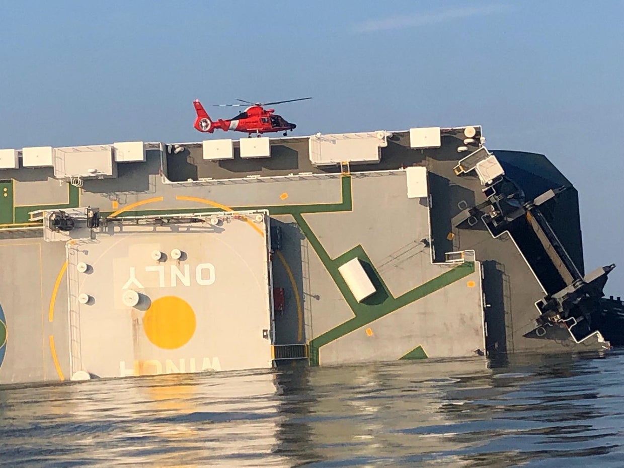 Cargo ship in Fourth crew member rescued from overturned ship