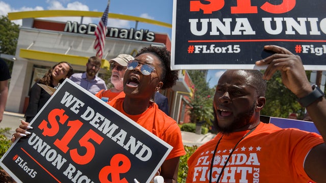 McDonald's Workers Strike For Higher Wages In Fort Lauderdale 