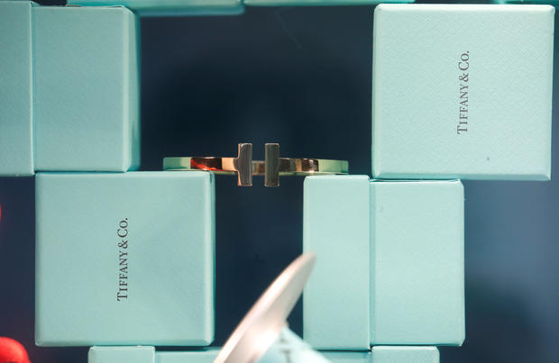 Tiffany & Co. jewelry is displayed in a store in Paris 