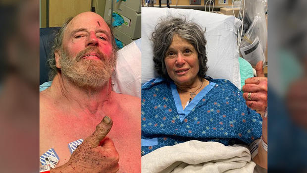 Ian Irwin (left) and Carol Kiparsky in hospital 