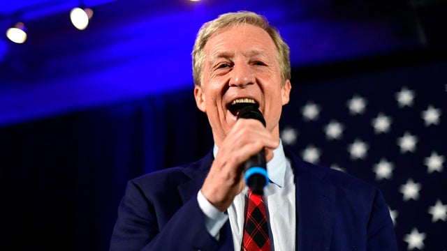 Democratic Presidential candidate Tom Steyer speaks to supporters as he announced that he is suspending his campaign at his election night party on the day of the South Carolina primary in Columbia, South Carolina, U.S.