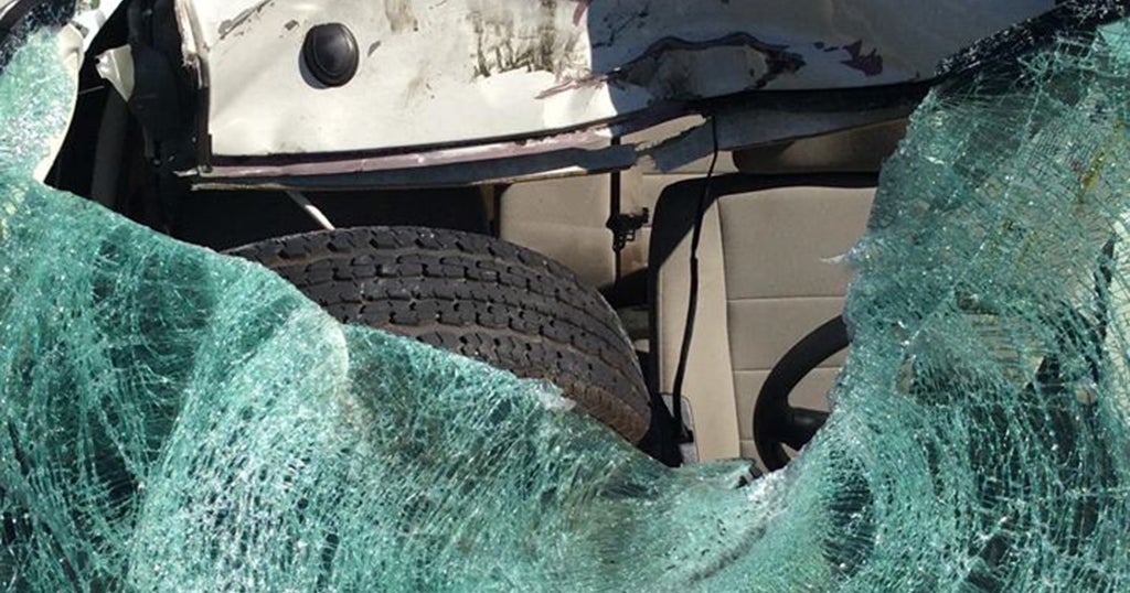 Tire Crashes Through Windshield On Route 1 In Danvers CBS Boston