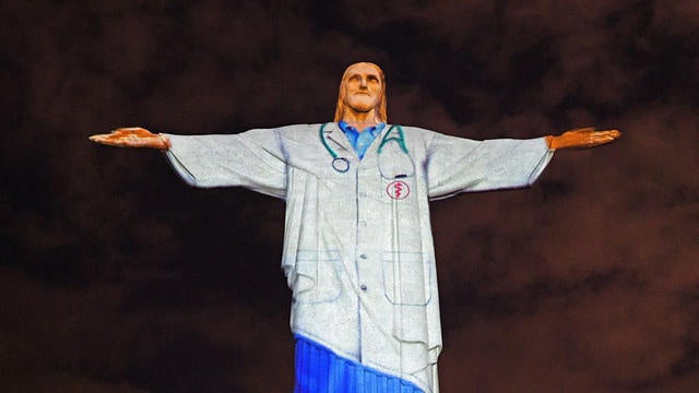 Christ The Redeemer Statue Lit Up As A Doctor To Honor Medical Workers During Coronavirus Cbs News