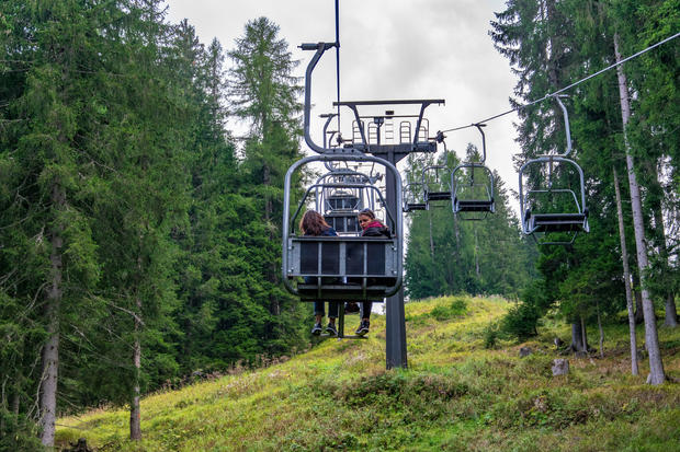 Two sisters In a chairlift 
