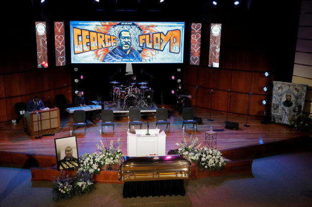 The casket of George Floyd is seen ahead of his memorial service in Minneapolis June 4, 2020. 