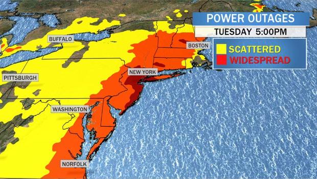 Strongest Winds Since Superstorm Sandy Could Bring Widespread Power Outages To Northeast Cbs News