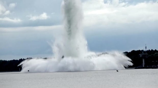 Tallboy bomb explodes underwater while being defused in Swinoujscie