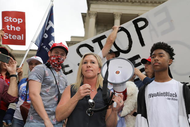 Supporters of U.S. President Donald Trump at a 'Stop the Steal' protest at the Georgia State Capitol 