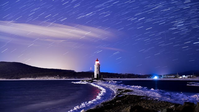Geminids meteor shower in Vladivostok, Russia