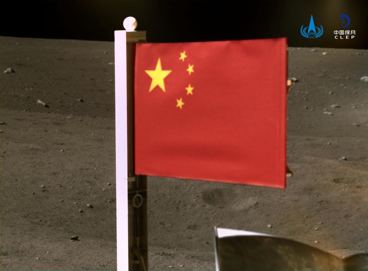 China releases image of its flag on the moon as spacecraft carrying