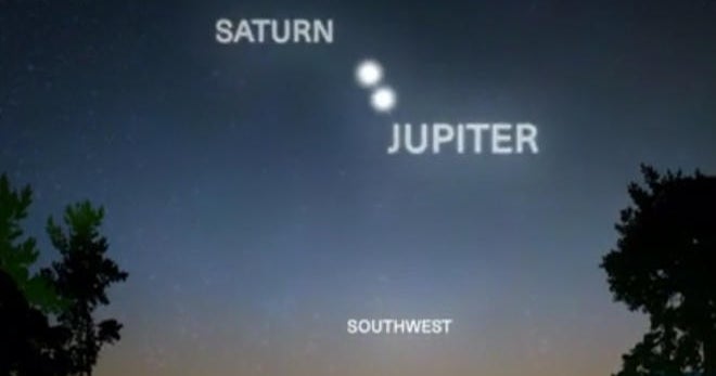 Jupiter And Saturn Will Overlap In The Sky Tonight Aligned Just Right Cbs News