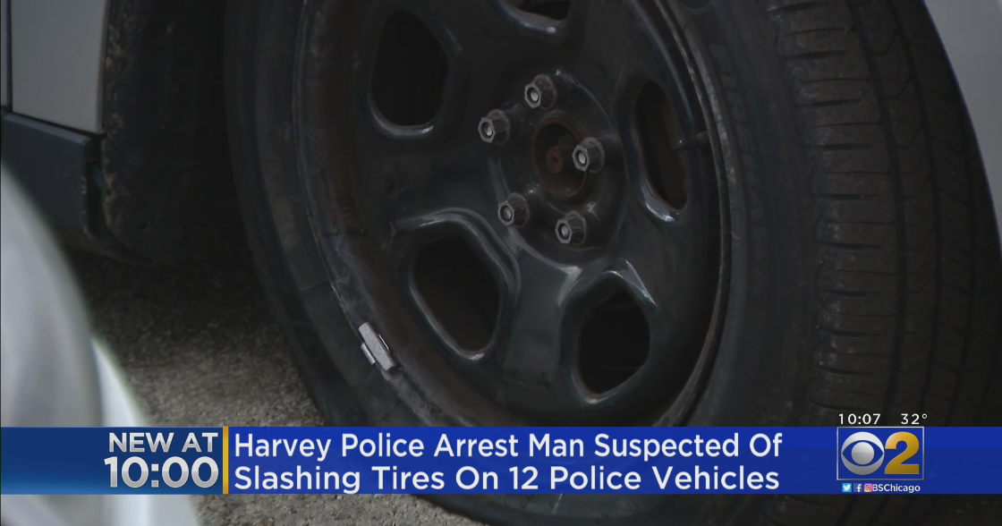 Harvey Police Arrest Man Suspected Of Slashing Tires On 12 Police