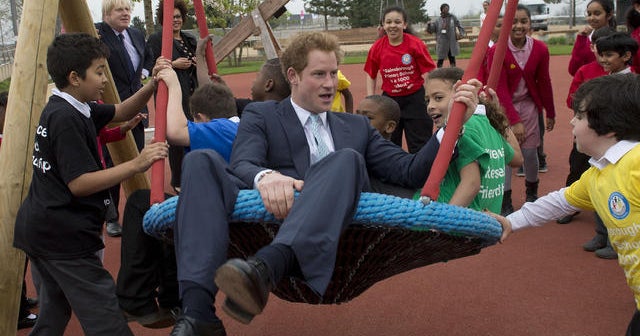 Prince Harry plays in Queen Elizabeth Olympic Park