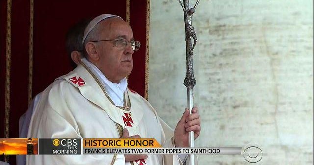 Pope Francis elevates two former popes to sainthood