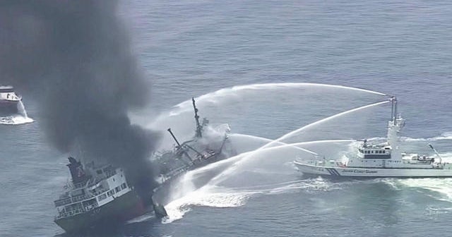Oil tanker explodes off coast of Japan