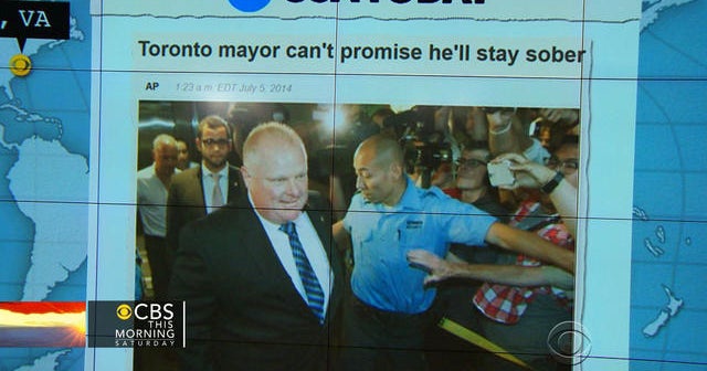 Headlines: Toronto mayor can&rsquo;t promise he&rsquo;ll stay sober
