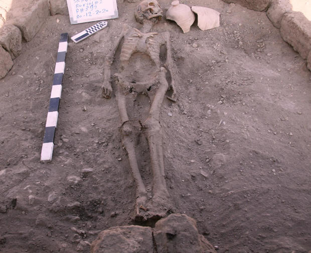 A skeletal human remain is seen in Luxor 