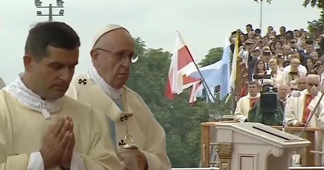 Pope Francis falls during Mass in Poland
