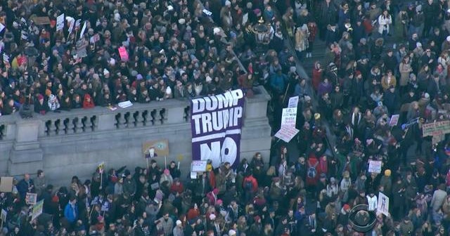 Anti-Trump demonstrations held in cities around the globe