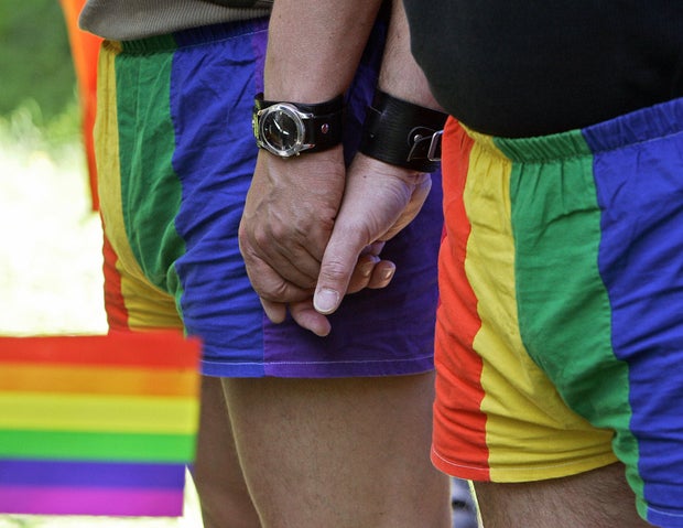 Participants of the Gay Pride attend a m