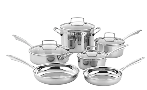 Cuisinart TPS-10 10 Piece Tri-ply Stainless Steel Cookware Set 