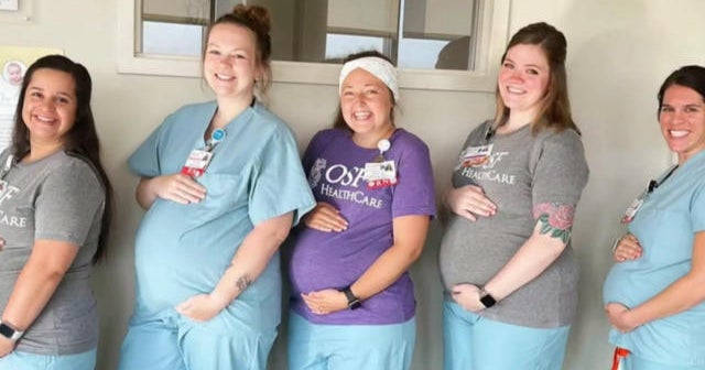 Nurses at Illinois hospital celebrate overlapping pregnancies