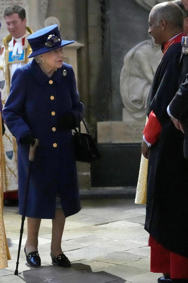 Britain's Queen Elizabeth attends a Service of Thanksgiving to mark the Centenary of the Royal British Legion at Westminster Abbey 