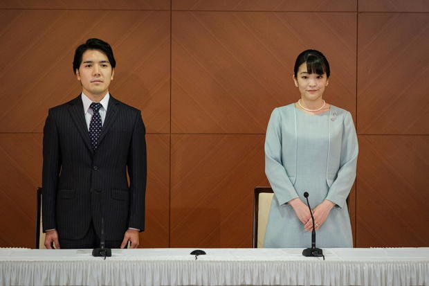 Japan's Princess Mako and her husband Kei Komuro address a news conference in Tokyo 