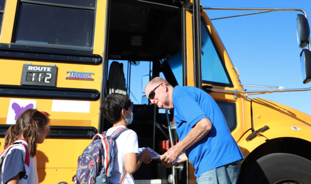 School bus driver and veteran Tommy Thompson 
