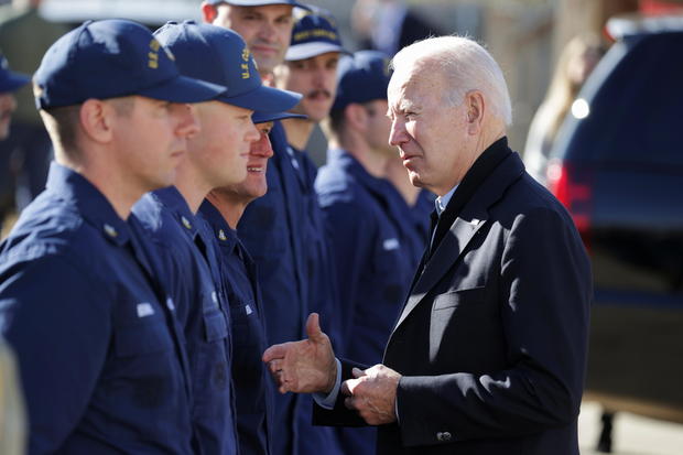 U.S. President Joe Biden and first lady Jill Biden meet military service members on Thanksgiving Day, in Nantucket island 
