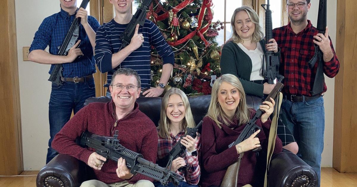 "Santa, please bring ammo": Kentucky congressman tweets Christmas photo with family brandishing guns