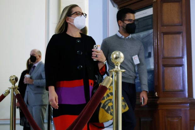 Biden Vows To Pass Voting Bills After Sinema Reiterates Opposition To Rule Change 2 President Biden Attends Special Caucus Meeting With Senate Democrats