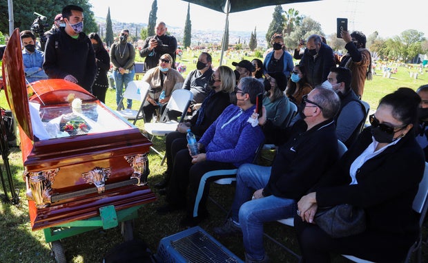Relatives and friends attend the funeral of late Mexican journalist Lourdes Maldonado, in Tijuana