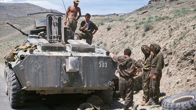 Soviet Army Personnel Carrier With Flat Tire 