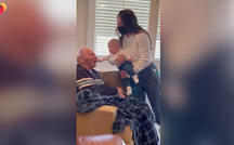 95-year-old lights up meeting great-grandchild 