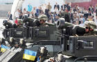 Ukrainian servicemen are seen holding Javelin anti-tank 