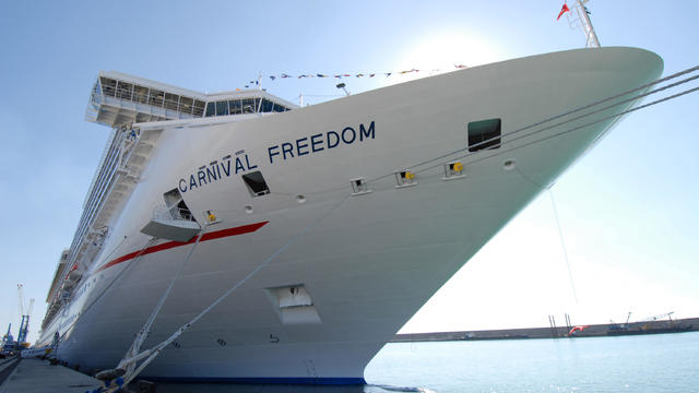 The Carnival cruise ship "Freedom" sits docked at the port o 